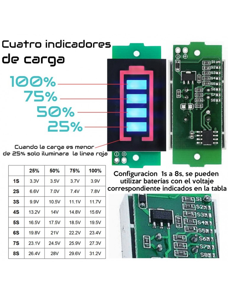 Modulo Indicador De Carga De Bateria De Litio V