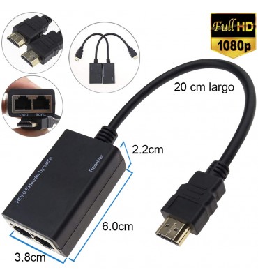 Cable Extensión HDMI 20 Metros, Doble Filtro